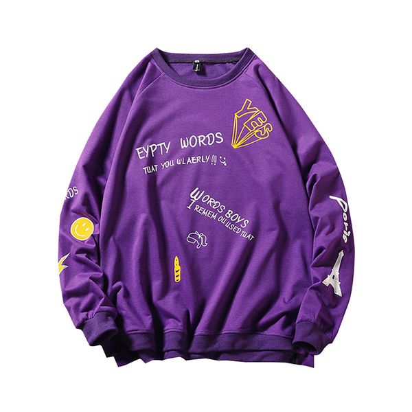 

мужская осенняя мода уличная пуловер толстовка с длинным рукавом футболка женская круглый вырез письмо печати свитер мужская толстовка с кап, Black