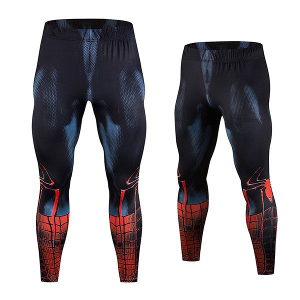 

marvel superhero compression pants running pants men's football training fitness sport leggings men's gym jogging, Black;blue