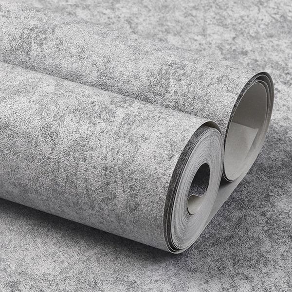 Урожай Cement Wall Papers Home Decor Классический Solid Color Бетон Обои для стен Виниловые бумаги Контакт Серый Рулон обоев