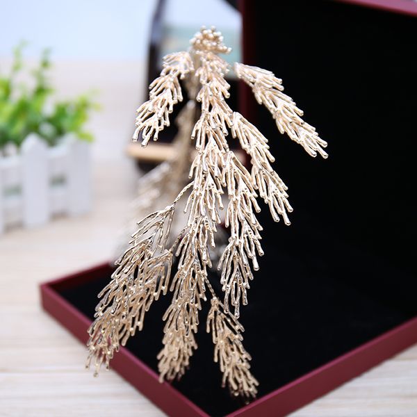 

baroque crowns gold leaf headband jewelry wedding hair accessories princess tiara handmade bridal headpiece headbands mx200720, White;golden