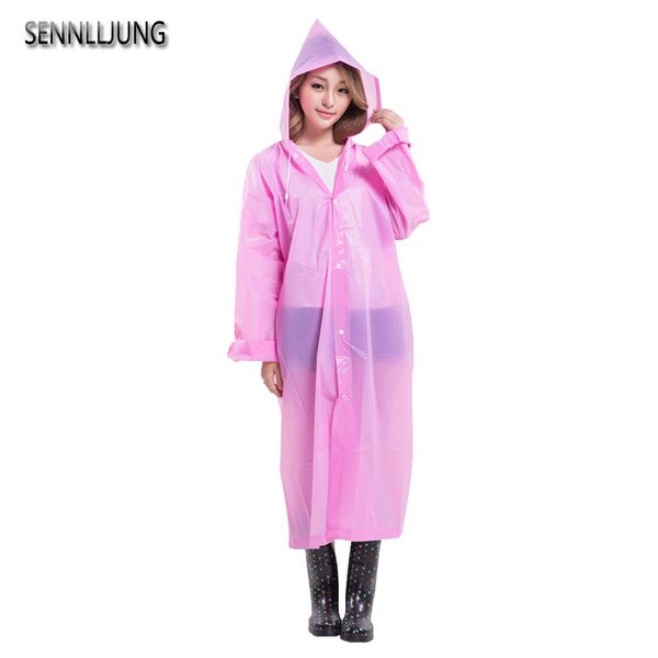 

sennlljung colorful women portable eva transparent raincoat poncho portable environmental light raincoat long use rain coat