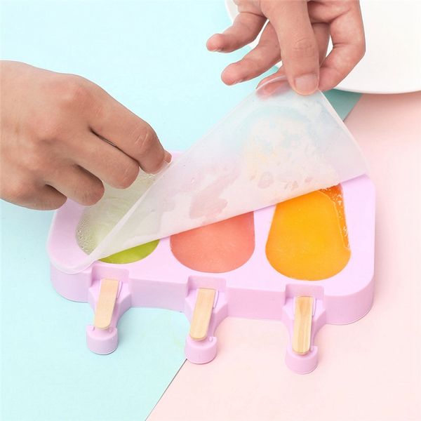 

силиконовая симпатичная форма для мороженого с крышкой diy ice cream maker с деревянными палочками 100x, 2шт