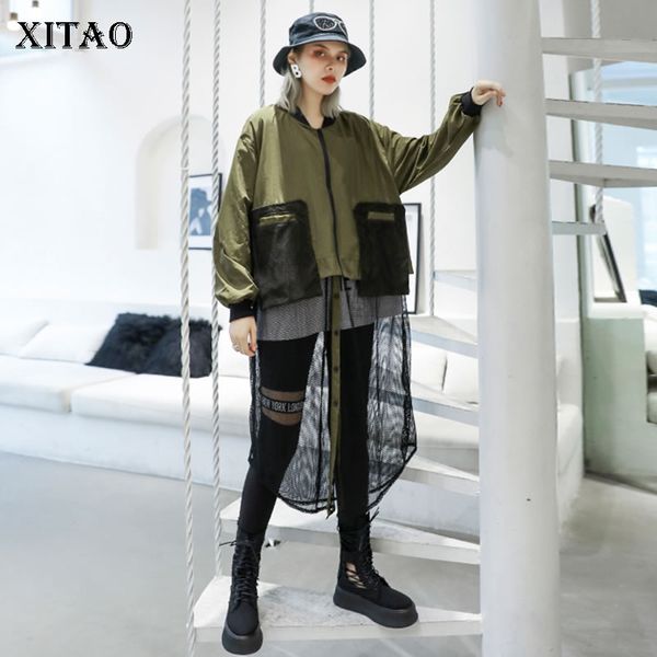 

xitao patchwork hollow out pocket long trench women clothes 2019 fashion tide personality match all coat autumn new wqr1828, Tan;black