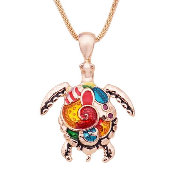 

fashion animal turtle necklace & pendants bright colors enamel tortoise multi necklace women sea jewelry anime christmas gifts, Silver