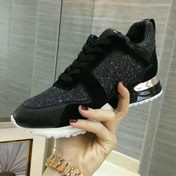 

new brand luxury men's casual shoes designer women's loafers lace leather sequined flats, Black