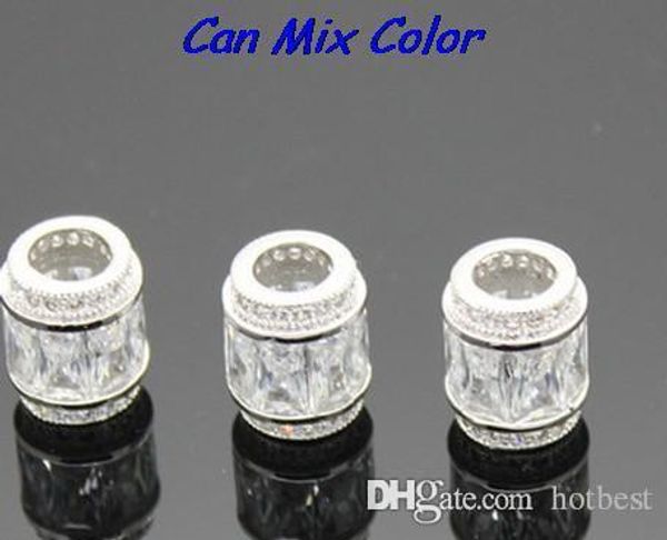 

11mm*9mm findings diamante zircon micro pave spacer findings boutique micropave round shape beads inlay brass big hole b8342 x82, Crystal