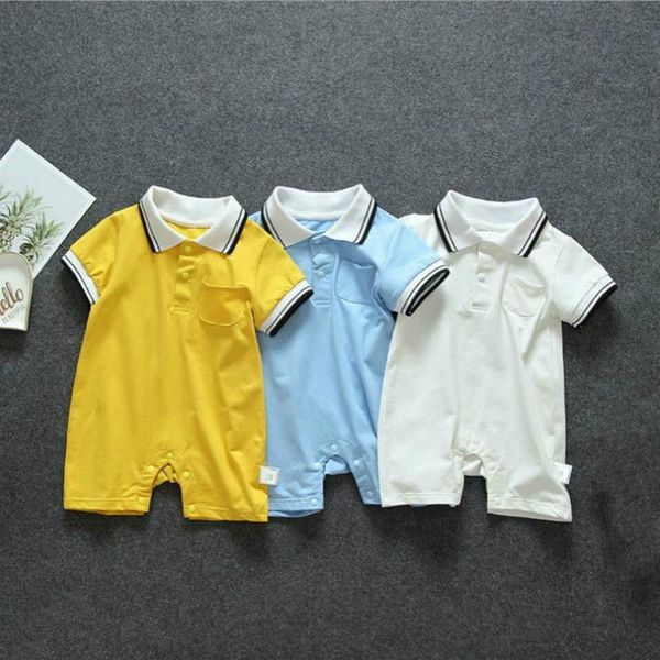 

new summer baby boy romper short sleeve cotton infant jumpsuit solid color baby girl rompers newborn baby clothes, Blue