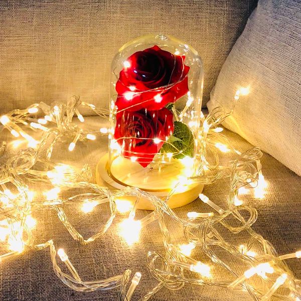 

artificial silk rose flower with led glass dome lampshade light night mother's day valentine's day thanksgiving decoratation n14