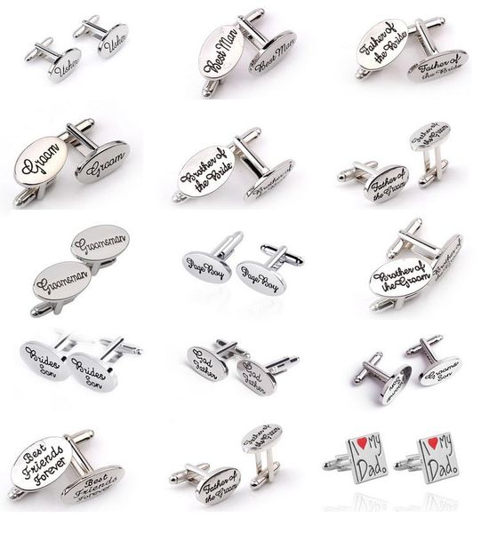 

15 styles oval shirt mens wedding cufflinks cuff link clips groom/ man/grooms man usher page friends gift accessories, Silver