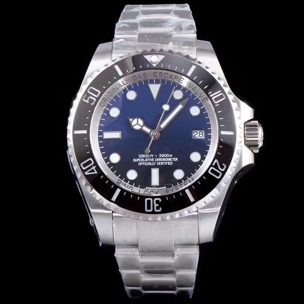 

stainless steel mens watch 44mm blue dial automatic mechanical rotatable black ceramic bezel sapphire crystal outdoor men watches, Slivery;brown