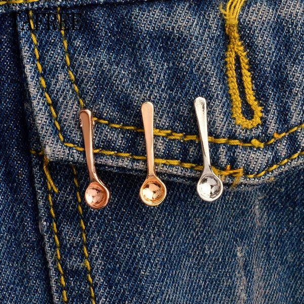 

cup test spoon lapel pins 3 colours brooch alloy spoon badge coffee utensils for decoration personality jewelry lp247, Gray