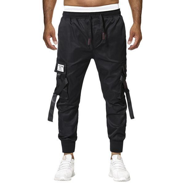 

summer men hip hop black cargo pants joggers sweatpants overalls men ribbons streetwear harem pants fashions trousers