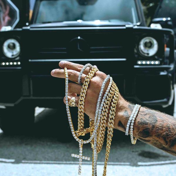 

новый micro циркон однорядные 4мм ожерелье ожерелье ювелирные изделия hip hop, Silver