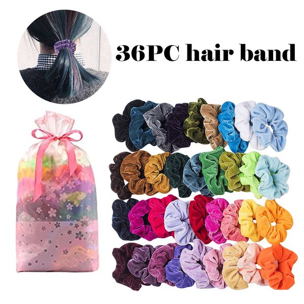 

36pcs velvet scrunchie women girls elastic hair rubber bands accessories gum for women tie hair ring rope ponytail holder fd, Brown