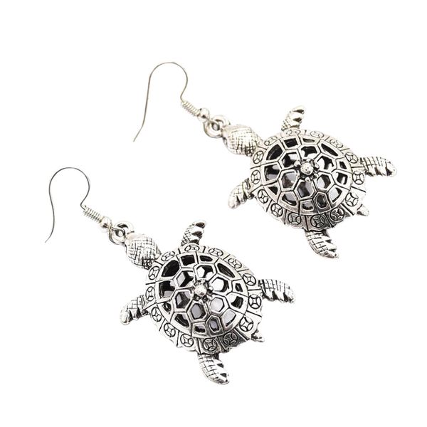 

vintage tibetan silver animal turtle dangle drop hook earrings for women, Golden