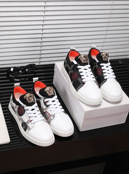

fast delivery high-end luxury men's casual sneakers australia fashion design brand platform men's shoes vintage medusa pattern siz, Black