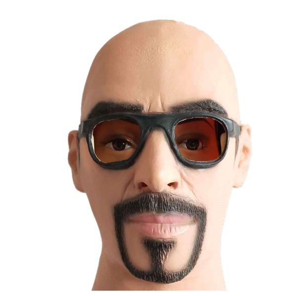 

artificial man latex mask hood overhead wigs beard human disguise prank halloween costume realistic silicone male real mask