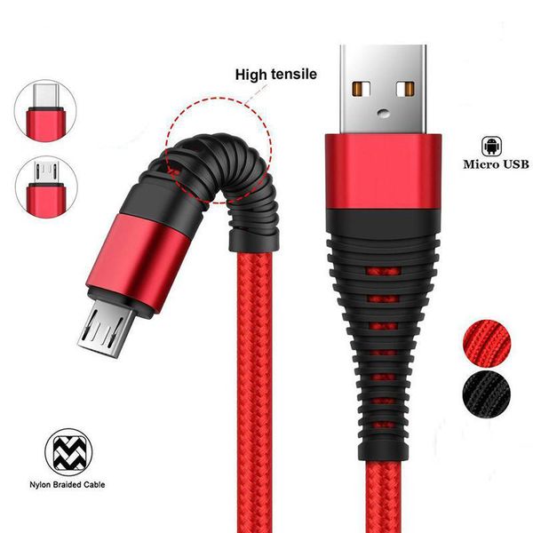 

Гибкий кабель USB Высокая прочность 2A Зарядка Нейлон данных Braid Type-C Кабель Шнур для