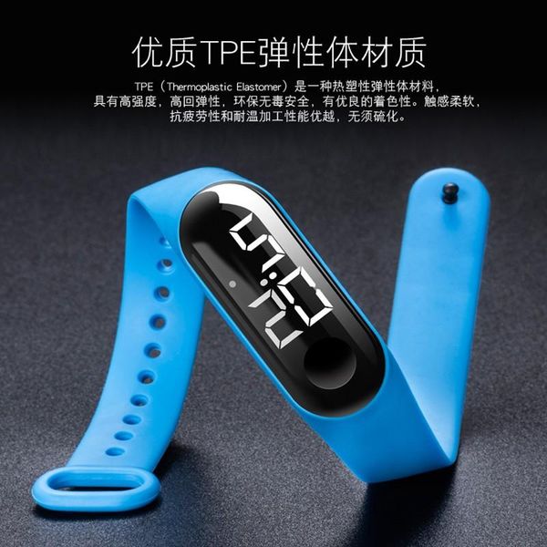 

children watch led digital display bracelet boy watch children's students silica gel sports watch reloj select gift for kids shhfa, Blue