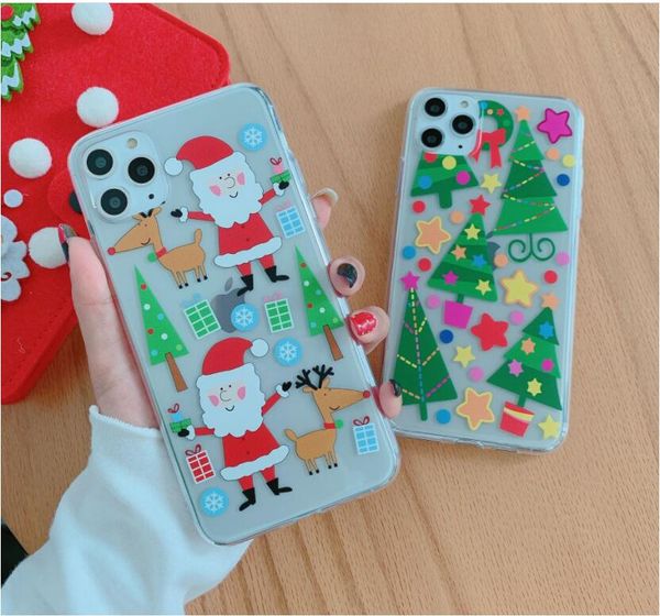 

soft clear tpu phone case christmas for iphone 11 xs max xr 7 plus christmas case gift bling cover for samsung note 10