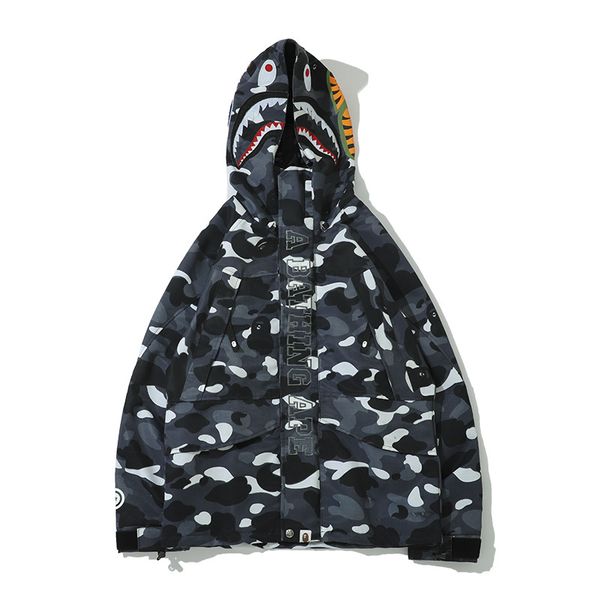

bape mens designer jacket men women designer camouflage jacket long sleeve black mens casual shark print sweatshirts, Black;brown