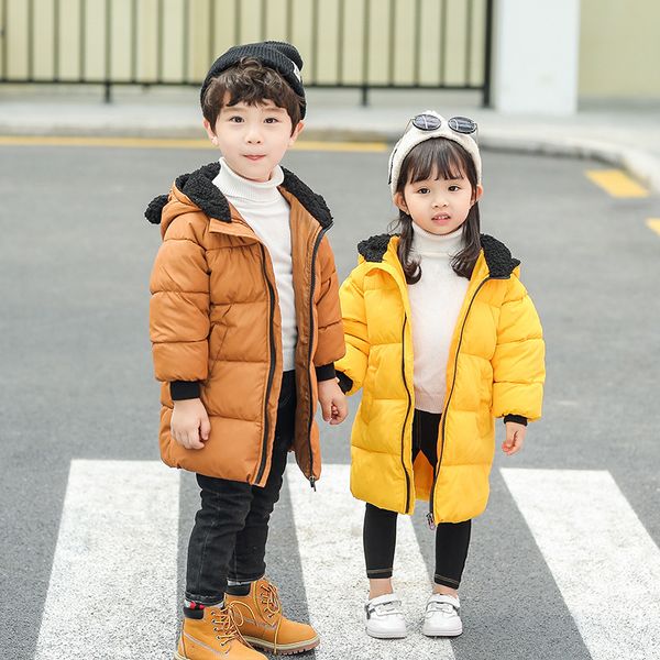 

children's clothing baby boys girls coat parka 2019 new winter warm cotton outwear long padded jackets fashion park for girls, Blue;gray