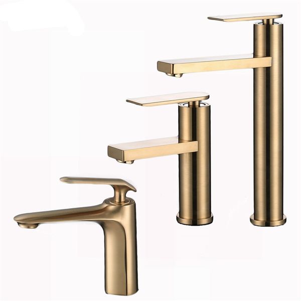 

bathroom faucet solid brass bathroom basin faucet cold and water mixer sink tap single handle deck mounted brushed gold