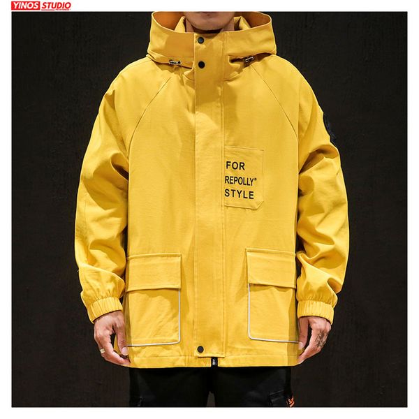 

dropshipping 2019 autumn ins streetwear hoodies jacket baggy outdoor solid cargo japanese casual sport coats male, Black;brown