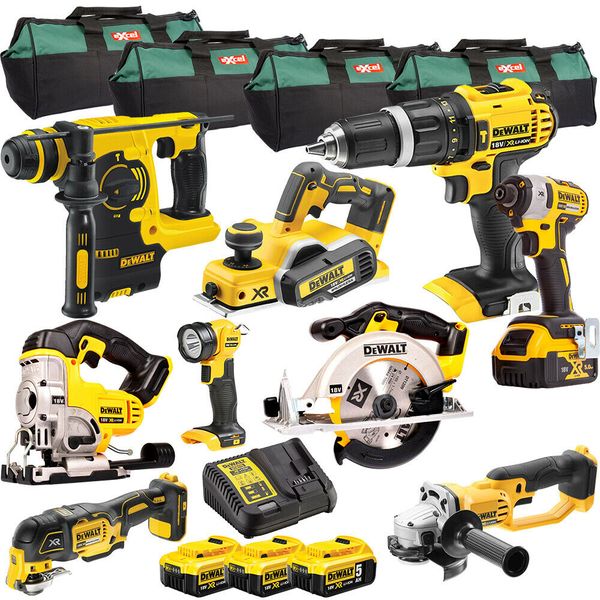 

Dewalt 18v xr cordle li ion 9pc mon ter kit 4 x 5 0ah batterie charger
