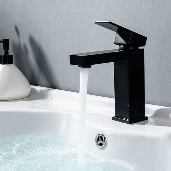Черное качество Латунный кран ванной комнаты горячего и холодного колода монтируемый смеситель модно посуды квадратный дизайн умывальник водопроводный кран