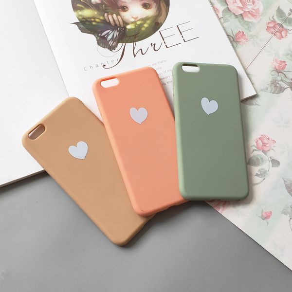 

heart matte tpu frosted silicon phone cover for iphone 7p 8p 6p 6s plus case iphone xs max x xr mobile cases