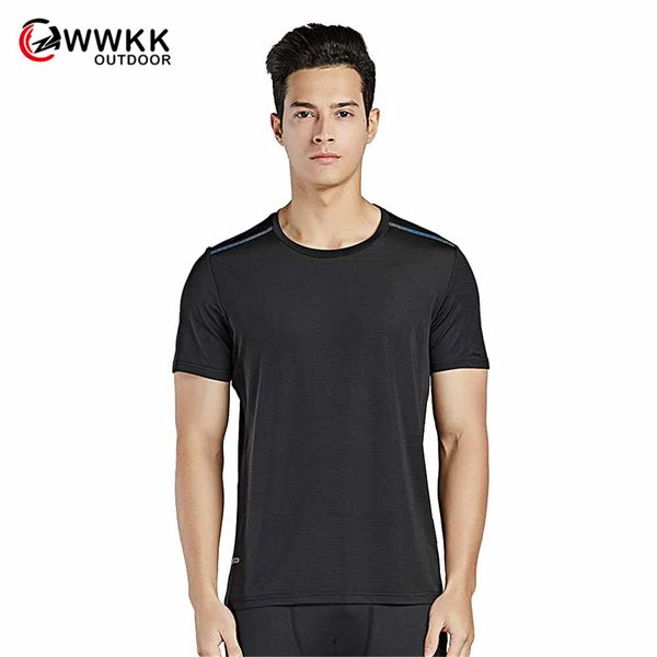 

new quality summer casual t-shirt men's hiking sleeved round neck breathable light quick-drying solid color camping t-shirts, Gray;blue