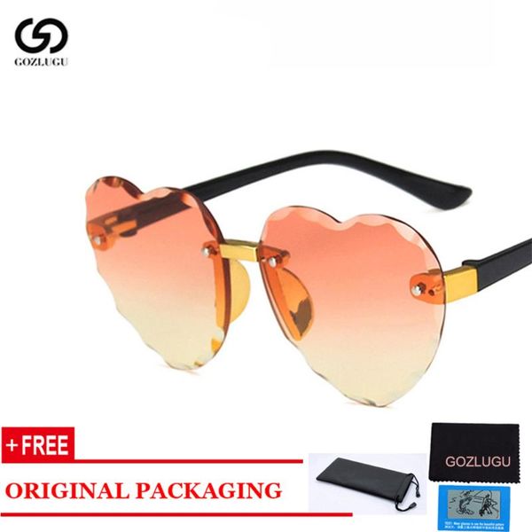 

gozlugu selling heart rimless kids sunglasses fashion heart shape children sun glasses girls outdoors travel protection eyewear, White;black