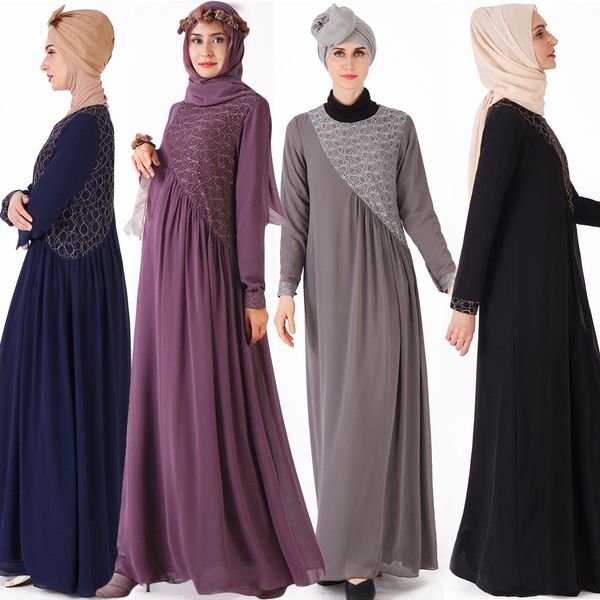 

9218 new robe tulle lace national dress muslim women's dress, Black;gray