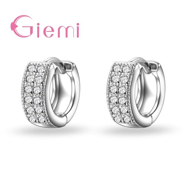 

925 sterling silver hoop earrings jewelry for women girl pave shiny brillant cubic zirconia stones wholesale retail, Golden