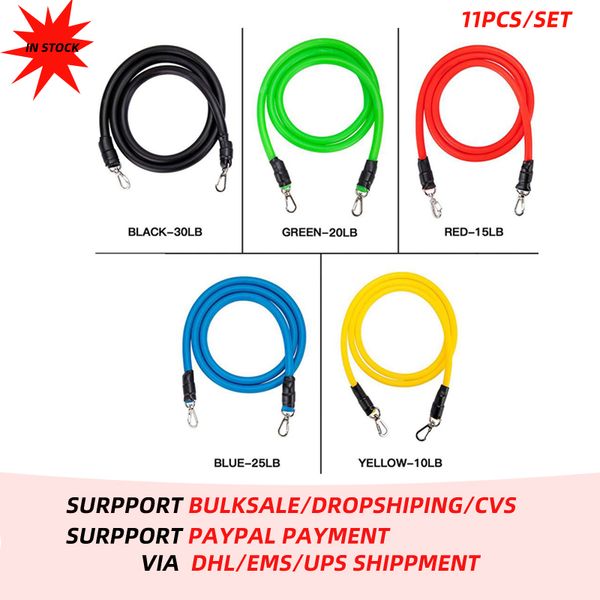 

11pcs/set pull rope fitness exercises resistance bands in stocks cvs wholesale