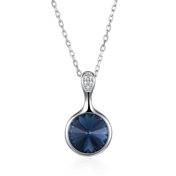 

fashion popular silver necklace with swarovski element for lady with crystal pendant (ha-svn361
