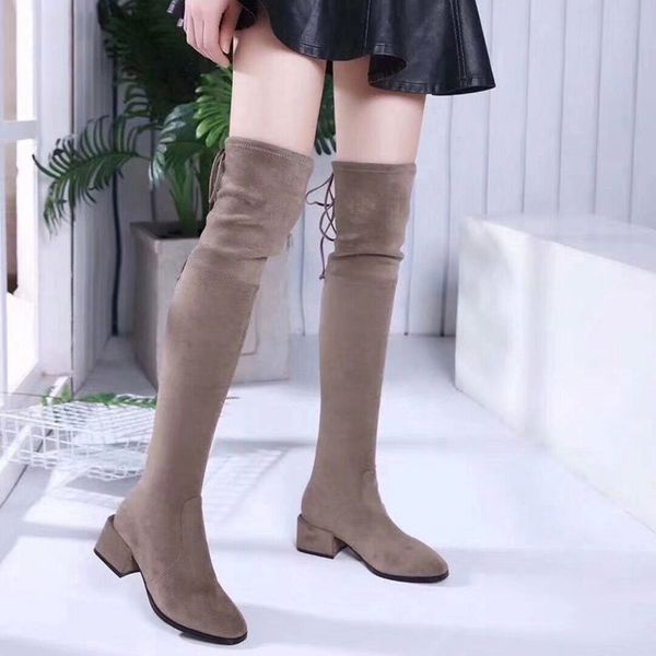 

british wind black over the knee boots women's high heels new comfortable pointed thin skinny boots high tube thick with elastic boot