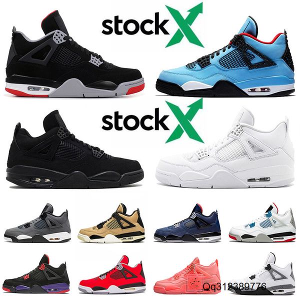 

new jumpman bred 4 men basketball shoes 4s vi travis scott houston oilers cactus jack pure money black cat punch brand sneakers