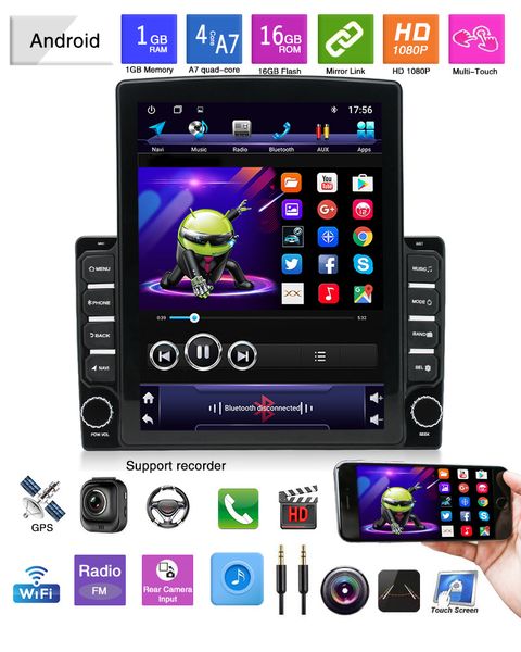 Navigatore GPS per auto universale da 9,7 pollici 2.5D Vertical Screen Mirror Link Macchina di navigazione Android Sistema di navigazione GPS per auto MP5 all-in-one