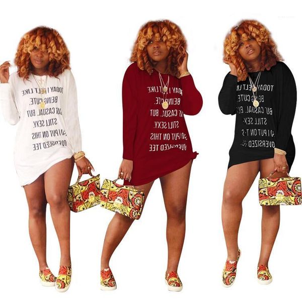 

long sleeve mini dresses women casual loose dress spring summer designer letters printed, Black;gray