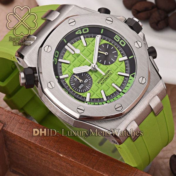 

sports watch satch chronograph function 26703st.oo.a038ca.01 vk quartz movement green rubber strap 316l steel watches relÃ³gio de luxo, Slivery;brown