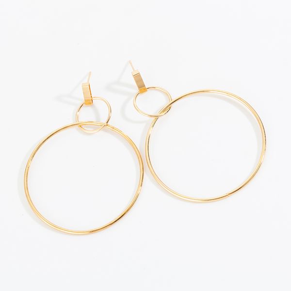 

maxi exaggerated simple geometric ring double ring size earrings fashionable earrings cool accessory for chic girls, Silver