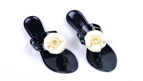 

New arrival Summer women's floral slippers female's flip flops flowers slippers pvc sandals Camellia Jelly Shoes beach shoes