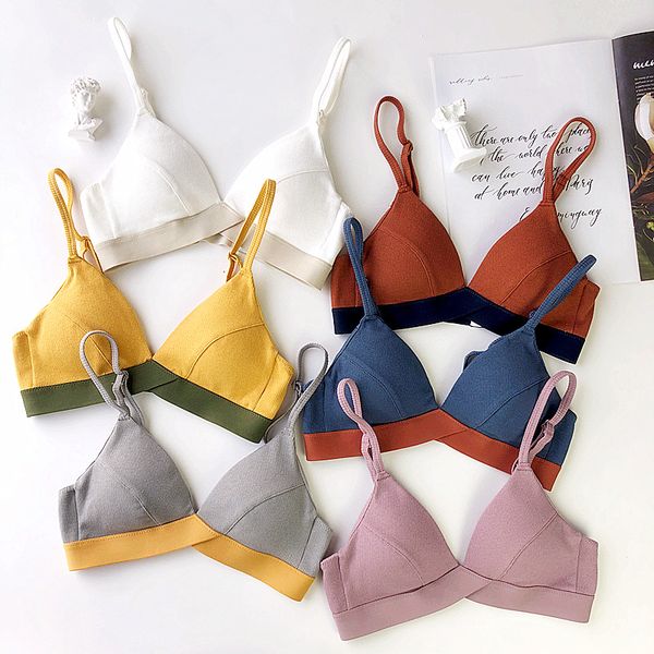 

8 цветов хлопка бюстгальтер и трусики набор глубокой v шеи топотать бесшовные трусики провода свободные женщины белье сексуальное нижнее бел, Red;black