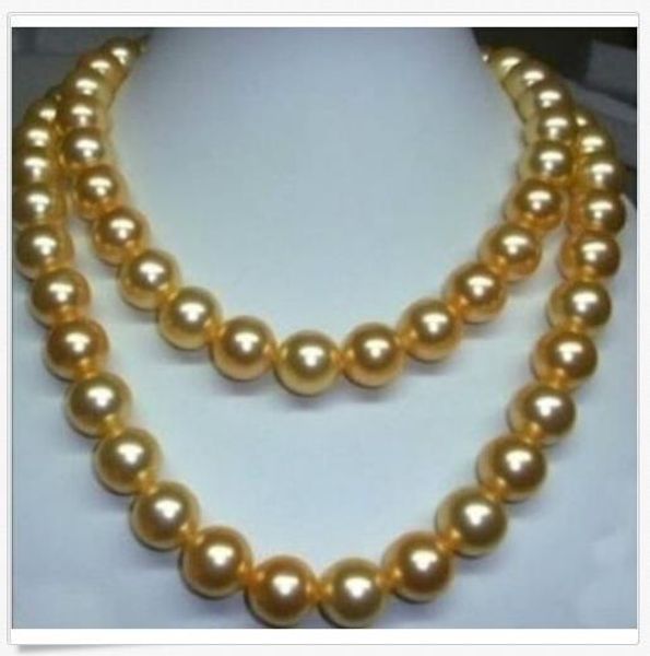 

genuine 35" 10-11 mm south sea golden pearl necklace 14k gold clasp, Silver