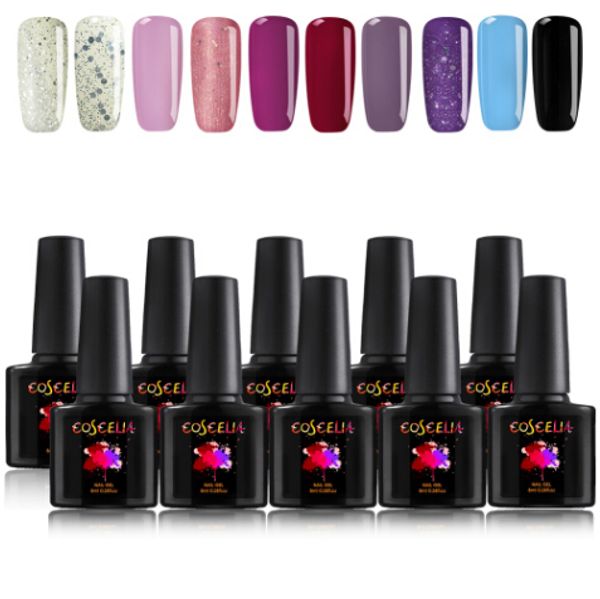 

8ml 10pcs/kit pure gel nail polish gift semi permanent nails gel varnish long-lasting soak off nail polish manicure set, Red;pink