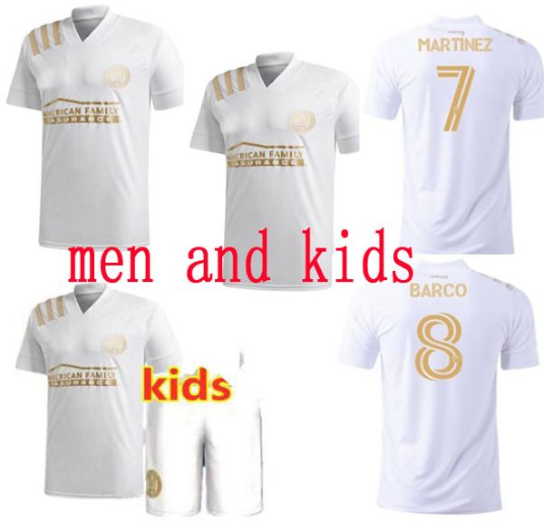 

kids and 2020 2021 mls atlanta united fc soccer jersey home away g.martinez martinez nagbe barco villalba football uniform shirts, Black;yellow
