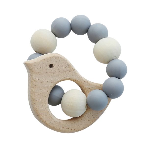 

baby nursing bracelets wooden teether newborns silicone chew beads teething wood rattles gift toys children baby play supplies