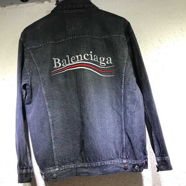 

classic style cola ribbon logo denim jacket denim men's denim causual fashional clothing skate board jogger ankle ripped wave ing, Black;brown